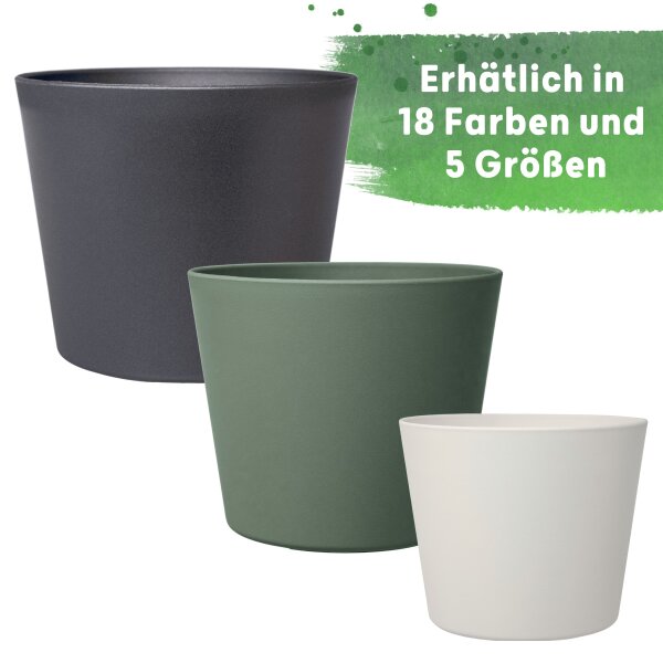 Flori Blumentopf Kunststoff rund konisch matt genarbt Pflanztopf für Outdoor Indoor