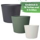 Flori Blumentopf Kunststoff rund konisch matt genarbt Pflanztopf für Outdoor Indoor