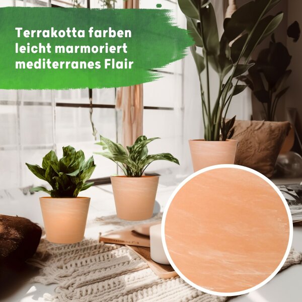 Siena Terrakotta Keramik Übertopf Blumentopf rund Pflanztopf ohne Loch für Zimmerpflanzen Hydrokultur Erde - Größe 12 M