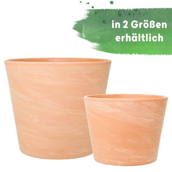Siena Terrakotta Keramik Übertopf Blumentopf rund Pflanztopf ohne Loch für Zimmerpflanzen Hydrokultur Erde - Größe 12 M