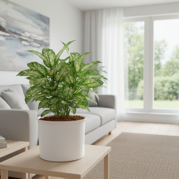 Leni Blumentopf Atlas Kunststoff Übertopf Ø 24 Höhe 20 cm rund Weiß matt Hydrokultur Pflanztopf für Zimmerpflanzen Outdoor Indoor