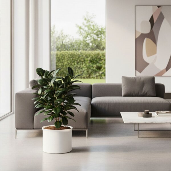 Leni Blumentopf Atlas Kunststoff Übertopf Ø 31 Höhe 21,2 cm rund Weiß matt Hydrokultur Pflanztopf für Zimmerpflanzen Outdoor Indoor