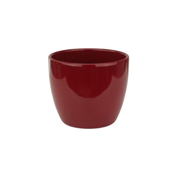 Sylt 15 Blumentopf Keramik Übertopf Ø 15 cm Höhe 13 cm rund Weinrot glänzend Pflanztopf für Zimmerpflanzen Indoor