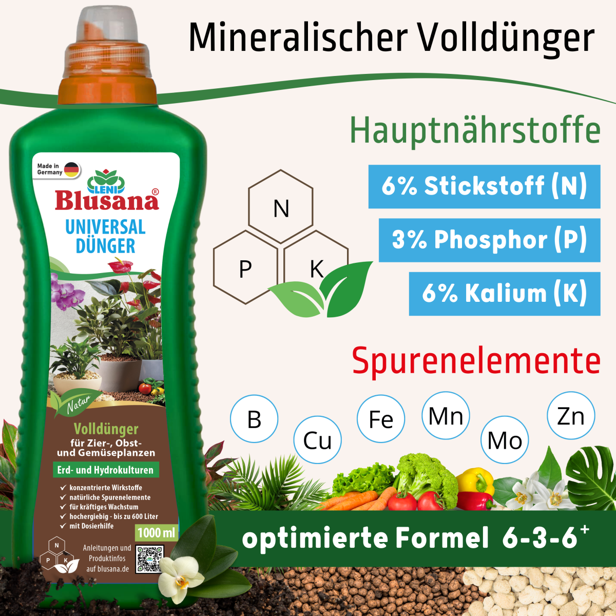 Universal Flssigdnger NPK 6-3-6 Pflanzendnger | Blusana