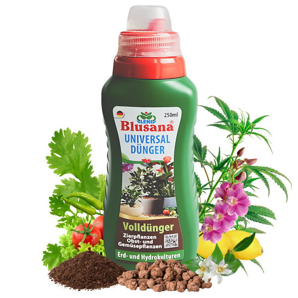 Blusana Universal Flüssigdünger 250 ml Flasche NPK 6-3-6 Konzentrat Zimmerpflanzen Hydrokultur Erdkultur Pflanzendünger flüssig