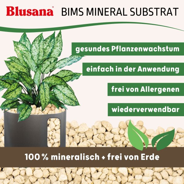 Blusana Bims 8-16mm Pflanzsubstrat mineralisches Vulkangestein Granulat Drainage Hydrokultur Zimmerpflanzen Kübelpflanzen