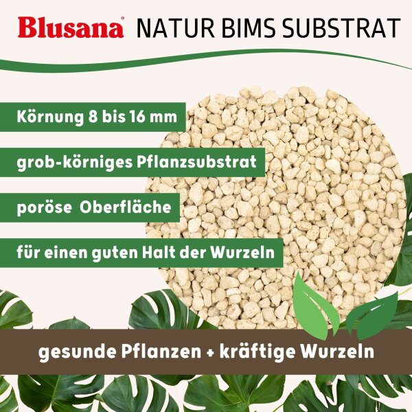 Blusana Bims 8-16mm Pflanzsubstrat mineralisches Vulkangestein Granulat Drainage Hydrokultur Zimmerpflanzen Kübelpflanzen
