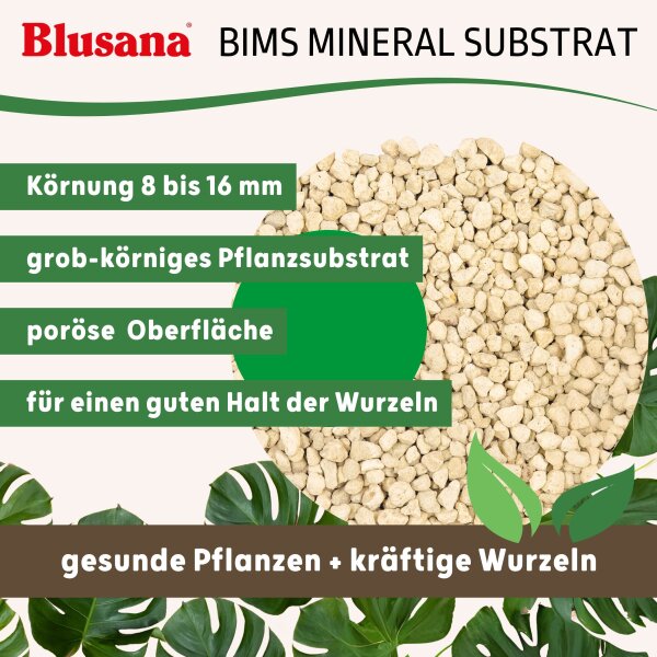 Blusana Bims 8-16mm 10 Liter Pflanzsubstrat mineralisches Vulkangestein Granulat Drainage Hydrokultur Zimmerpflanzen Balkon