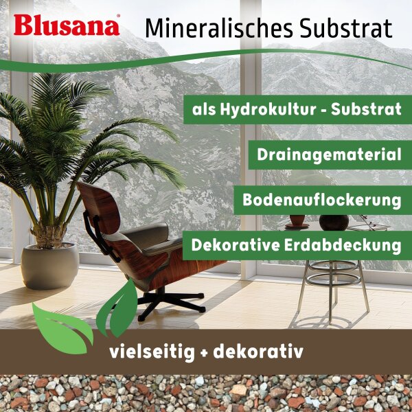 Blusana Mineralisches Pflanzsubstrat 10 Liter feines Pflanzgranulat 2-5mm | Semi-Hydrokultur Substrat vorgedüngt | Bims Zeolith Ton