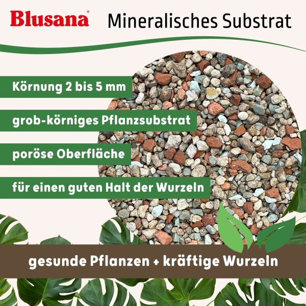 Blusana mineralisches Pflanzsubstrat 10 Liter feines Pflanzgranulat 2-5mm | Semi-Hydrokultur Substrat vorgedüngt | Bims Zeolith Ton