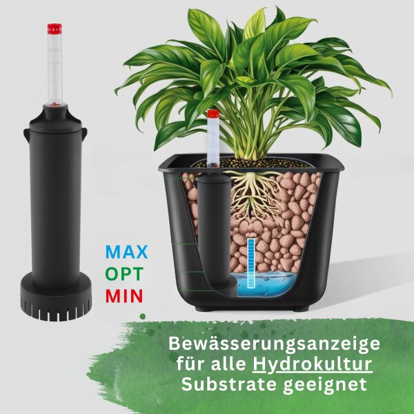 Vario Wasserstandsanzeiger IV für Zimmerpflanzen in Hydrokultur und Granulat – Gießanzeige optional verlängerbar klein bis groß
