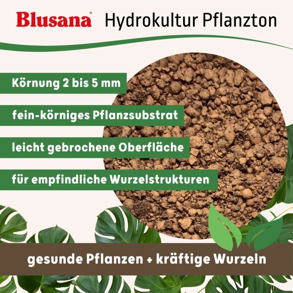 Blusana Pflanzton Blähton feine Körnung 2-4mm | Hydrokultur Drainage Substrat | Stecklinge Anzucht Zimmerpflanzen