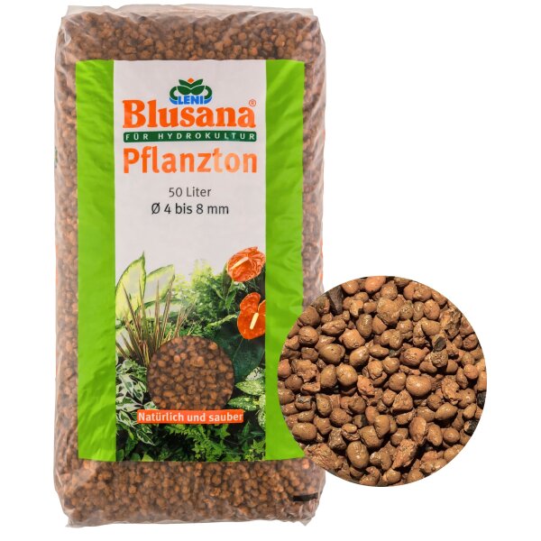Blusana Pflanzton Blähton Körnung 4-8mm | Hydrokultur Drainage Substrat | Zimmerpflanzen Erdbeimischung Semi-Hydro