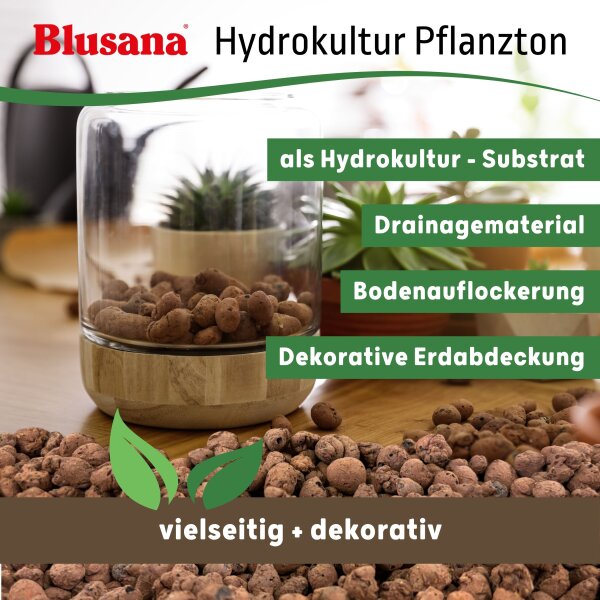 Blusana Pflanzton Blähton Körnung 4-8mm | Hydrokultur Drainage Substrat | Zimmerpflanzen Erdbeimischung Semi-Hydro