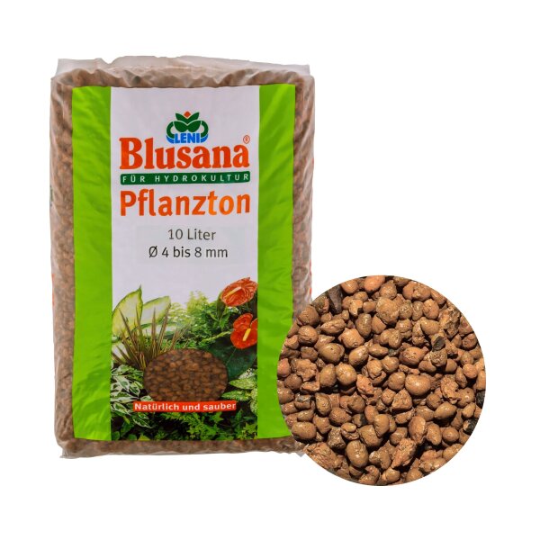 Blusana Pflanzton 10 Liter Blähton Körnung 4-8mm | Hydrokultur Drainage Substrat | Zimmerpflanzen Erdbeimischung Semi-Hydro