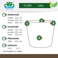 Flori Blumentopf Kunststoff Übertopf Ø 14 cm...