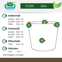 Flori Blumentopf Kunststoff Übertopf Ø 16 cm...