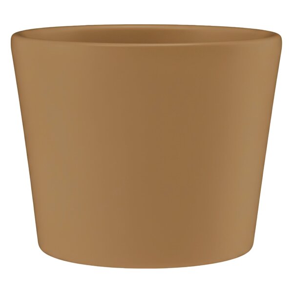Leni Blumentopf Vasa Keramik Übertopf Ø 11 cm Höhe 8,5 cm rund konisch Beige-braun matt Hydrokultur Pflanztopf für Zimmerpflanzen Indoor