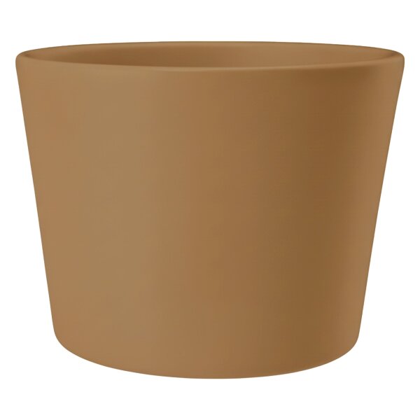 Leni Blumentopf Vasa Keramik Übertopf Ø 14 cm Höhe 10,5 cm rund konisch Beige-braun matt Hydrokultur Pflanztopf für Zimmerpflanzen Indoor