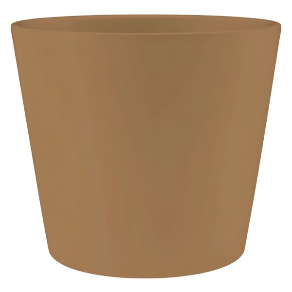 Leni Blumentopf Vasa Keramik Übertopf Ø 16 cm Höhe 14,5 cm rund konisch Beige-braun matt Hydrokultur Pflanztopf für Zimmerpflanzen Indoor