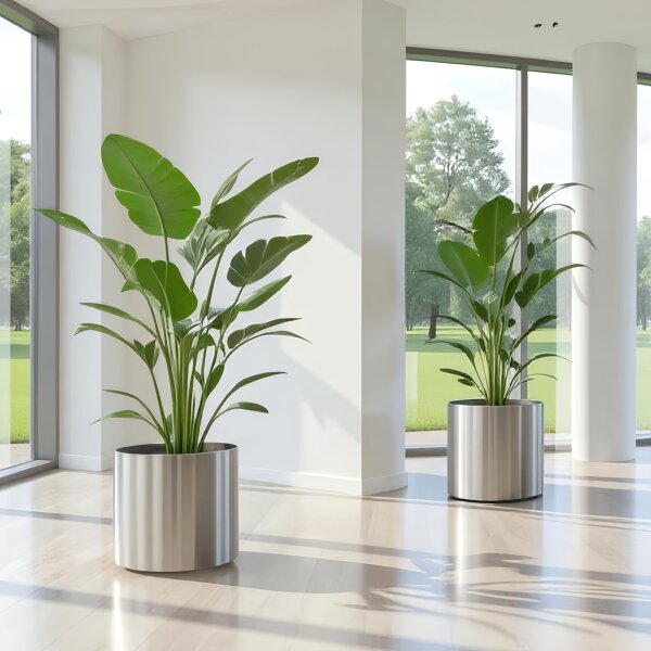 ELEGANCE rondo RD37 Pflanzgefäß rund | Edelstahl Glatt glänzend | Bodengefäß