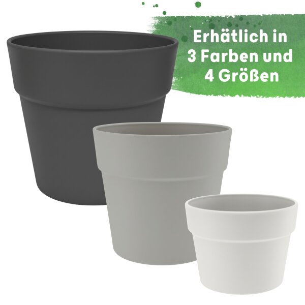 Leni CLASSIC Hydrokultur-Topf matt Kunststoff rund konisch | in 4 Größen und 3 dezenten Farben für Kräuter Zimmerpflanzen Palmen