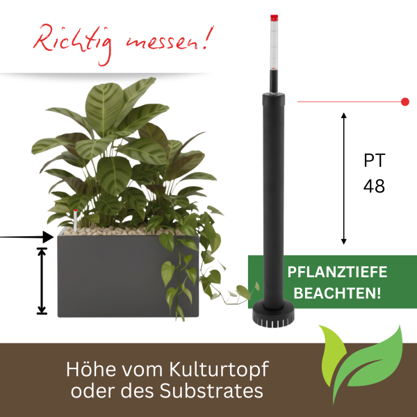Leni Wasserstandsanzeiger TP48 Top-Pegulator | Hydrokultur Gießanzeige für große Pflanzgefäße Pflanztiefe 48 cm
