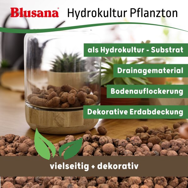 Blusana Pflanzton 5 Liter Blähton Körnung 4-8mm | Hydrokultur Drainage Substrat | Zimmerpflanzen Erdbeimischung Semi-Hydro