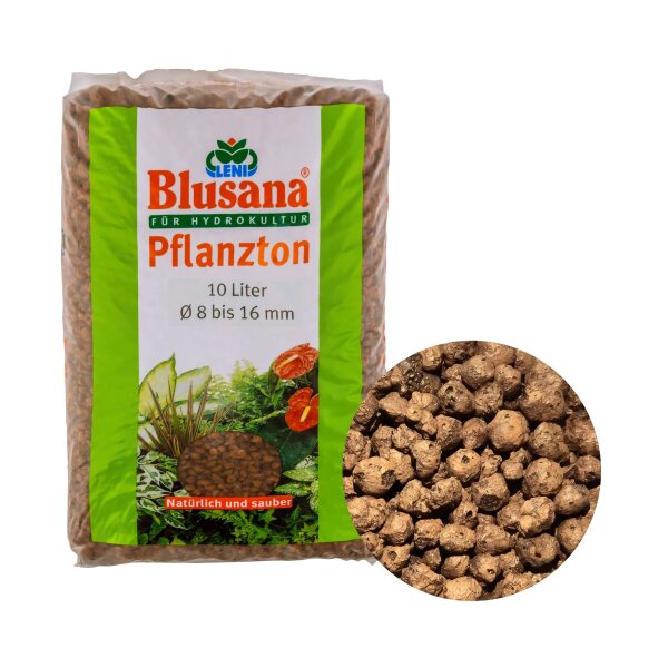 Blusana Pflanzton 10 Liter Blähton grobe Körnung 8-16mm | Hydrokultur Drainage Substrat | Erdbeimischung Pflanzgranulat