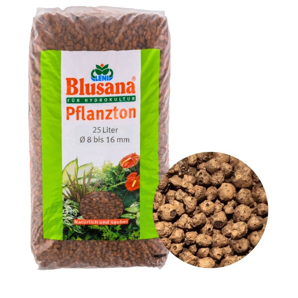 Blusana Pflanzton 25 Liter Blähton grobe Körnung 8-16mm | Hydrokultur Drainage Substrat | Erdbeimischung Pflanzgranulat