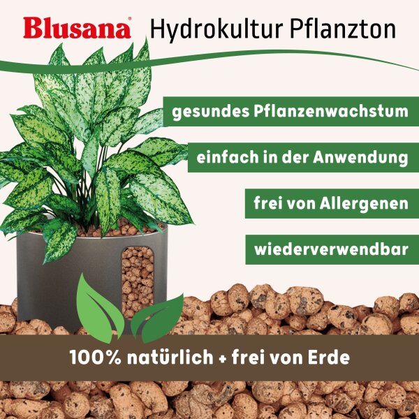 Blusana Pflanzton 25 Liter Blähton grobe Körnung 8-16mm | Hydrokultur Drainage Substrat | Erdbeimischung Pflanzgranulat