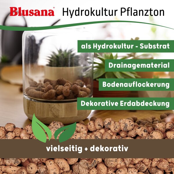 Blusana Pflanzton 25 Liter Blähton grobe Körnung 8-16mm | Hydrokultur Drainage Substrat | Erdbeimischung Pflanzgranulat