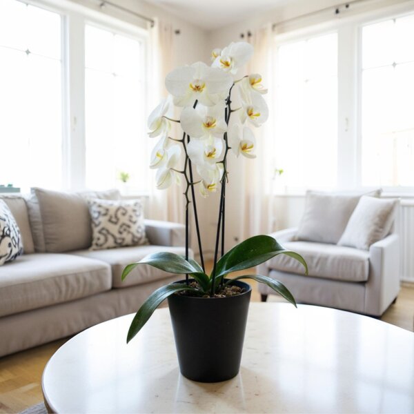 Leni FLORI orchid Orchideentopf Ø 13 cm H 15 cm rund Kunststoff | matt wasserdicht ohne Ablaufloch für Orchideen pflegeleicht