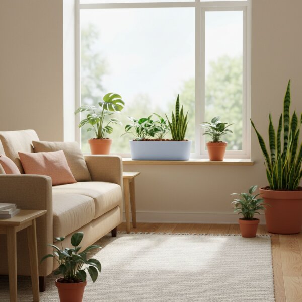Leni Flori Jardiniere JA 36 Sky Pflanzkasten oval wasserdicht Übertopf Kunststoff matt Hydrokultur Sideboard