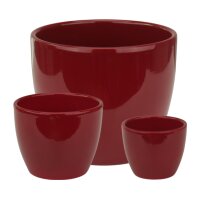 Sylt Blumentopf Keramik glänzend Weinrot 3...