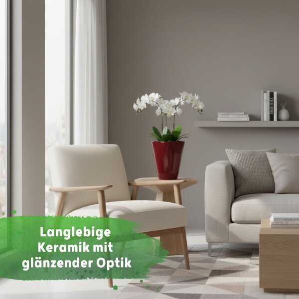 Quarta Blumentopf Keramik glänzend Weinrot glänzend 12er & 14er im Set