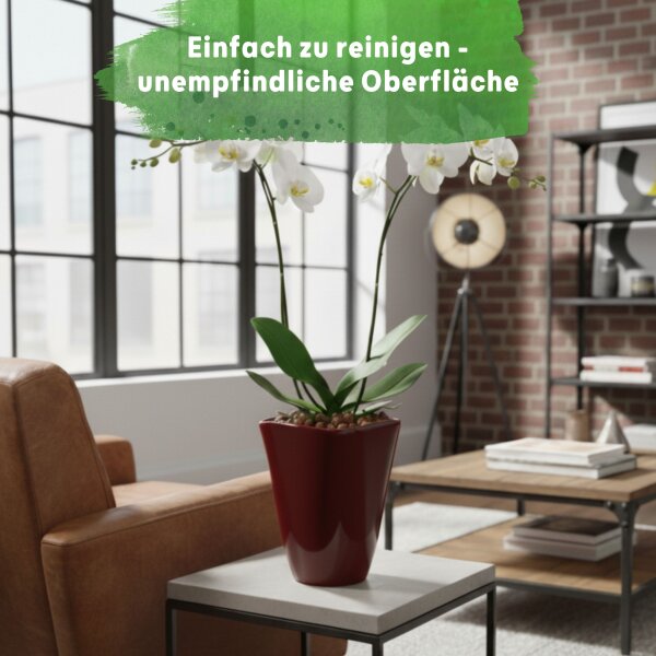 Quarta Blumentopf Keramik glänzend Weinrot glänzend 12er & 14er im Set