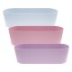 Leni Flori Jardiniere 3er Set Pflanzkasten oval wasserdicht Lavendel Pastellrosa Sky Übertopf Kunststoff Hydrokultur Fensterbank