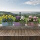 Leni Flori Jardiniere 3er Set Pflanzkasten oval wasserdicht Lavendel Pastellrosa Sky Übertopf Kunststoff Hydrokultur Fensterbank