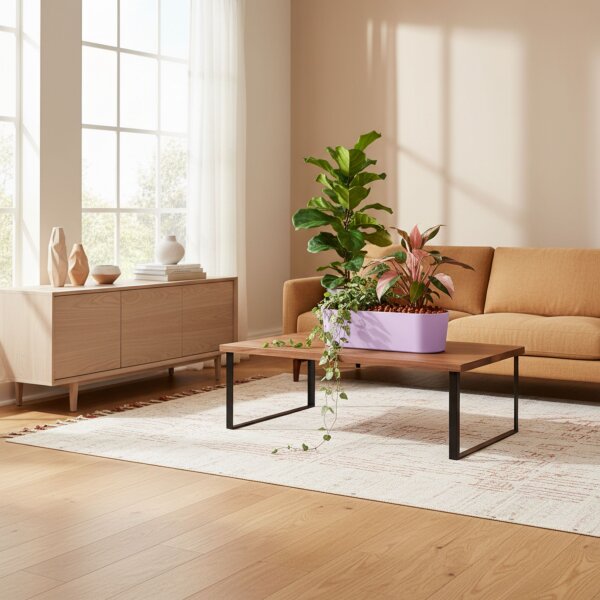 Leni Flori Jardiniere Lavendel 3er Pack Pflanzkasten oval wasserdicht Flieder Übertopf Kunststoff matt Hydrokultur Blumenkasten