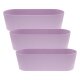 Leni Flori Jardiniere Lavendel 3er Pack Pflanzkasten oval wasserdicht Flieder Übertopf Kunststoff matt Hydrokultur Blumenkasten