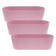 Leni Flori Jardiniere Pastellrosa 3er Pack Pflanzkasten oval wasserdicht Übertopf Kunststoff matt Hydrokultur Pflanztopf