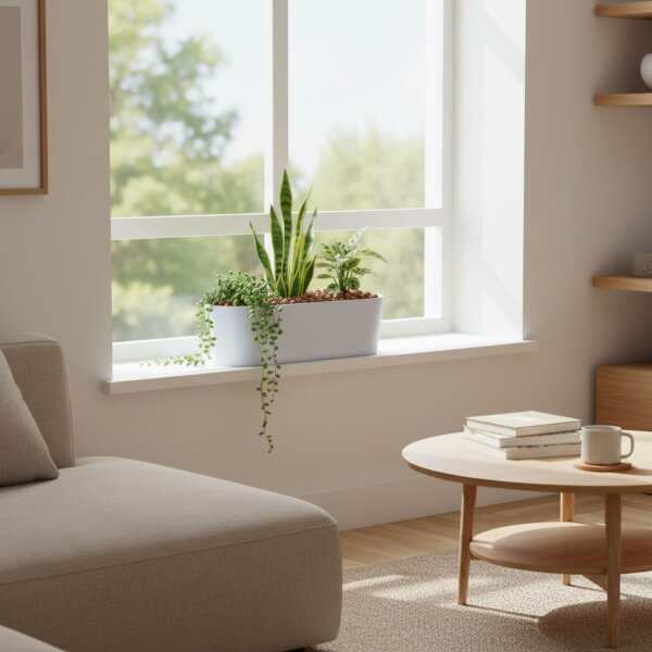 Leni Flori Jardiniere Sky Himmelblau 3er Pack Pflanzkasten oval wasserdicht Übertopf Kunststoff matt Hydrokultur Blumenkasten