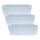 Leni Flori Jardiniere Sky Himmelblau 3er Pack Pflanzkasten oval wasserdicht Übertopf Kunststoff matt Hydrokultur Blumenkasten