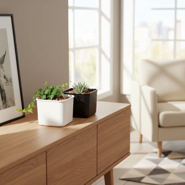 Leni Corona Cube 12 Übertopf quadratisch Hochglanz | Pflanzwürfel Blumentopf für Schreibtisch Regal und Fensterbank
