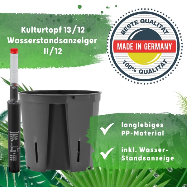 LENI CLASSIC Hydrokultur-Topf-Set mit 3 x Pflanztopf ca. Ø 16 cm und Kulturtopf | matt glatt wasserdicht mit Dünger