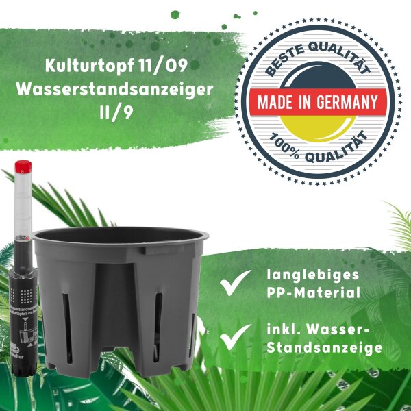 LENI CLASSIC Hydrokultur-Topf-Set mit 4 x Pflanztopf ca. Ø 14 cm und Kulturtopf | matt glatt wasserdicht mit Dünger