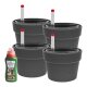 LENI CLASSIC Hydrokultur-Topf-Set mit 4 x Pflanztopf ca. Ø 14 cm und Kulturtopf | matt glatt wasserdicht mit Dünger