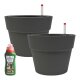 LENI CLASSIC Hydrokultur-Topf-Set mit 2 x Pflanztopf ca. Ø 26 cm und Kulturtopf | matt glatt wasserdicht mit Dünger