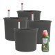 LENI ATLAS Hydrokultur-Topf-Set mit 4 x Pflanztopf ca. Ø 13 cm und Kulturtopf | matt glatt wasserdicht mit Dünger